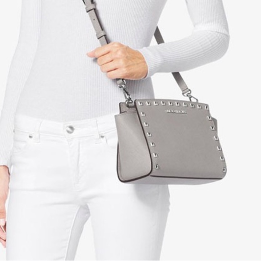 crossbody michael kors grey purse with studs